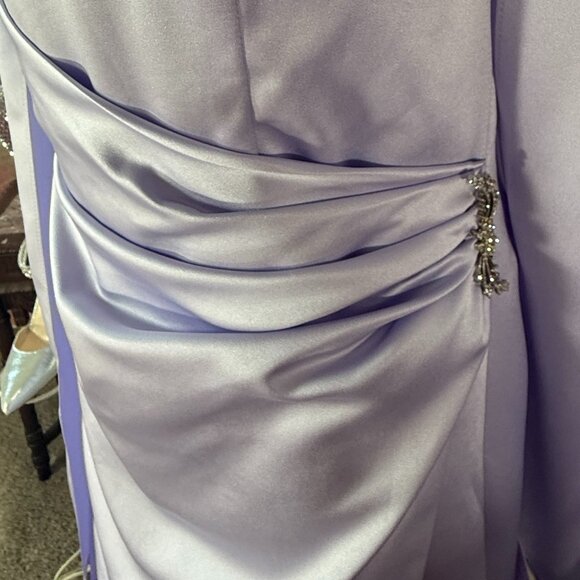 📌David's Bridal Strapless Side Drape & Brooch Satin Bridesmaid Prom Gown Scarf - Picture 12 of 16